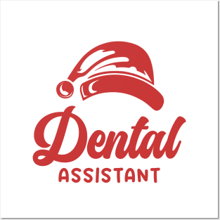 Dental Assistant Christmas Red Text Posters and Art
